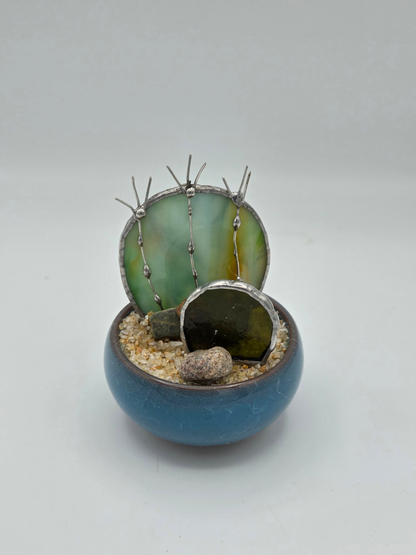 Double Cactus in Blue Pot
