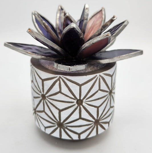 Purple Succulent in a White Pot