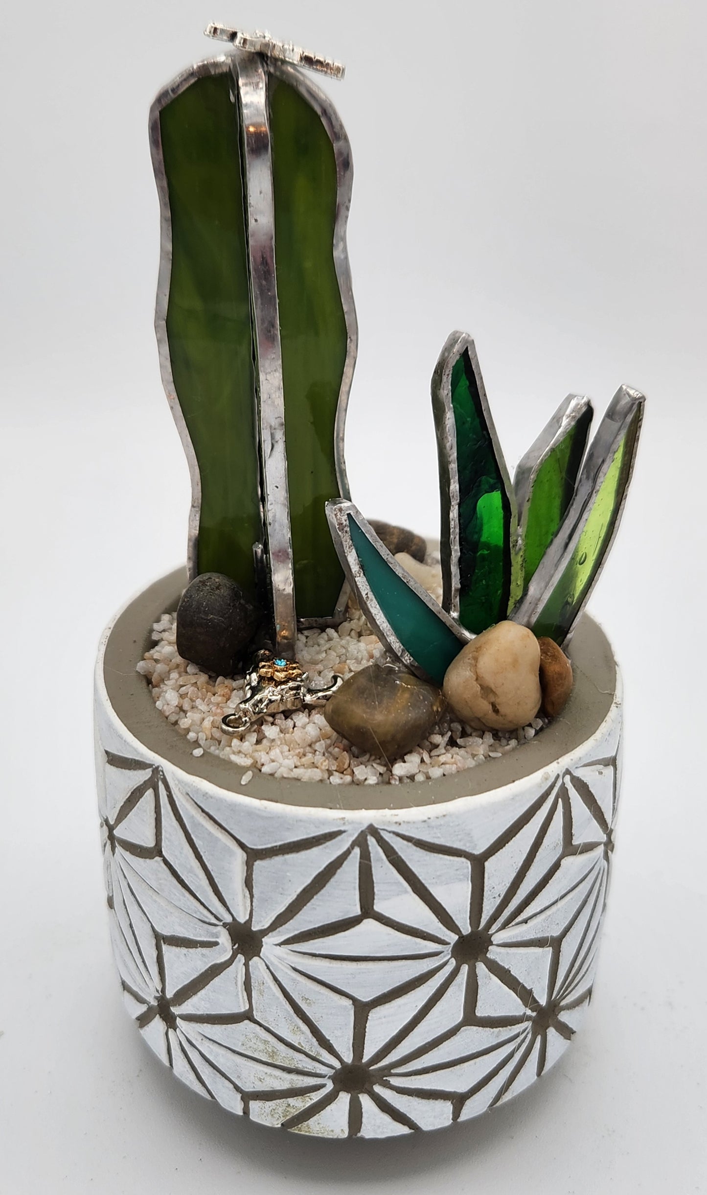 "Pickle" Cactus in White Pot