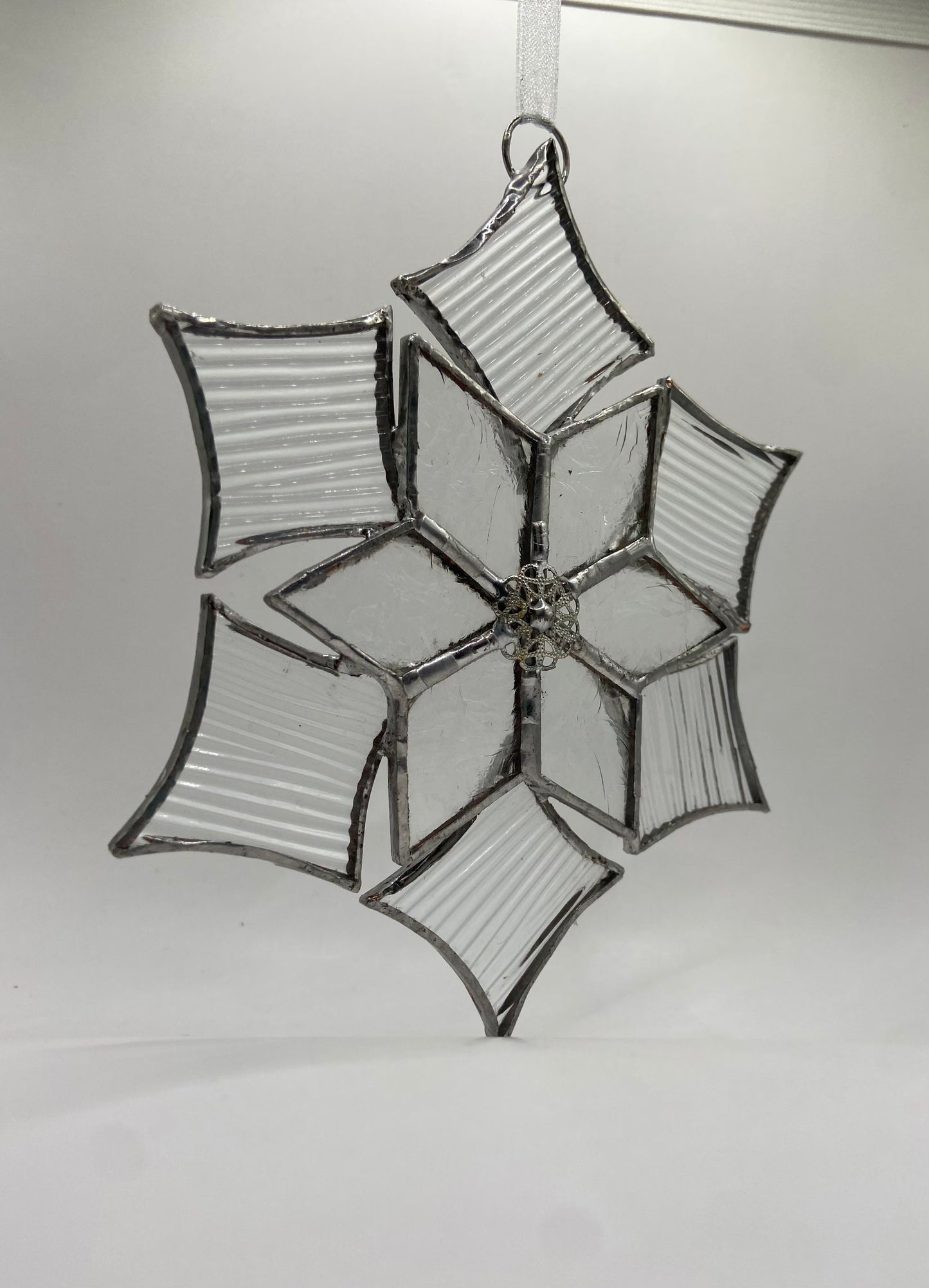 Textured Glass Snowflake Ornament