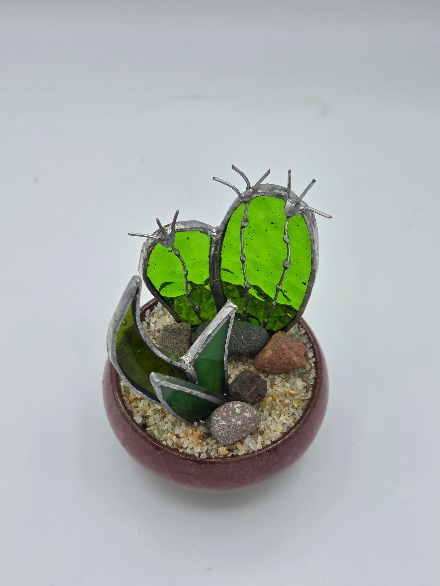 Cactus with Agave Accent in Mauve Pot