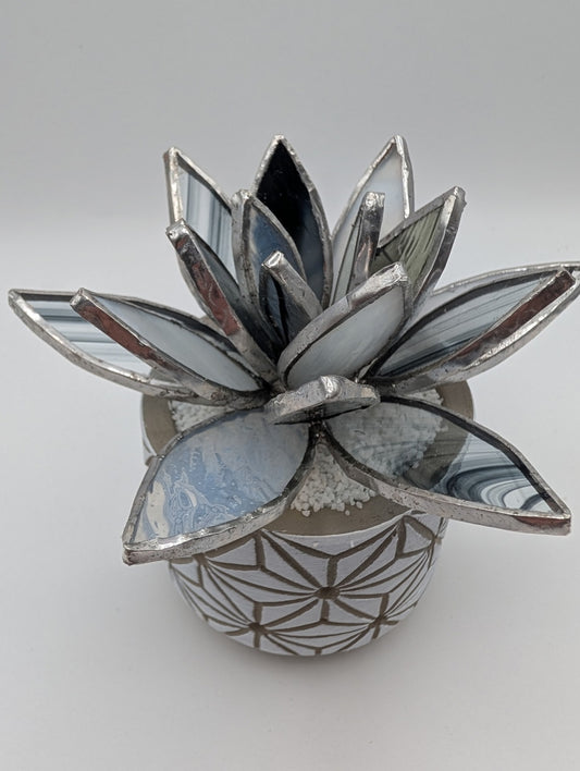 Swirly Whites and Greys in White Pot